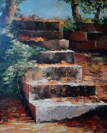 Картина под названием "Old upstairs" - Vladislav Dmitrijev, Подлинное произведение искусства, Масло