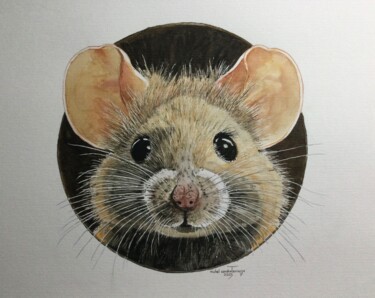 Painting titled "BIG MOUSTACHE" by Michel Cendra-Terrassa, Original Artwork, Watercolor