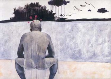 Malerei mit dem Titel "Weeding the Cliff E…" von Carlos David, Original-Kunstwerk, Acryl