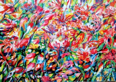 Pittura intitolato "O jardim depois da…" da Akosta, Opera d'arte originale, Acrilico Montato su Telaio per barella in legno