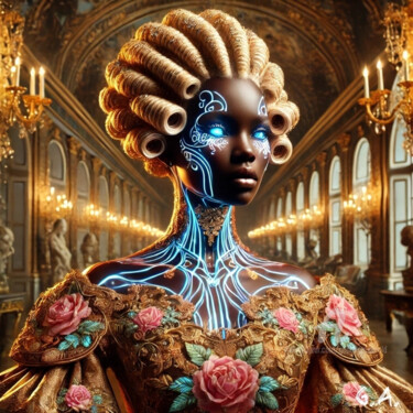 Cyber-Rococo Haitian Muse 2050 Digital Art