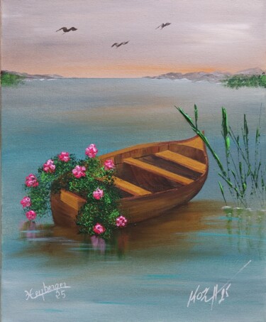 Peinture intitulée "Douceur sur l'étang" par Pascal Koza, Œuvre d'art originale, Acrylique Monté sur Châssis en bois