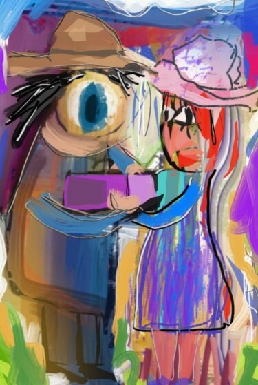 Arts numériques intitulée "Le cadeau d'amour..." par Jacky Patin, Œuvre d'art originale, Peinture numérique