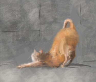 Arts numériques intitulée "Le chat se détend..." par Jacky Patin, Œuvre d'art originale, Peinture numérique