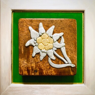 Painting titled "Edelweiss" by Aleksej Cikulin, Original Artwork, Wood Mounted on Wood Panel
