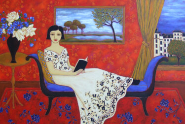 Evening by the Window Peinture intitulée "Evening by the Wind…" par Karen Rieger, Œuvre d'art originale, Acrylique Monté sur Châssis en bois