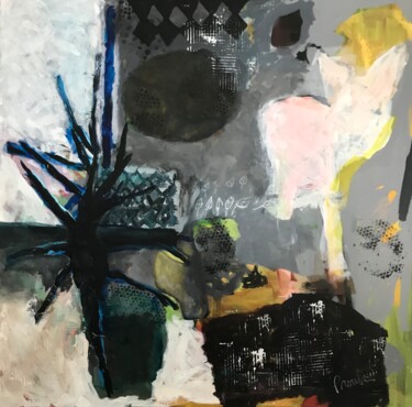 Malerei mit dem Titel ""Arbre bleu"!" von Johanne Proulx, Original-Kunstwerk, Acryl Auf Keilrahmen aus Holz montiert