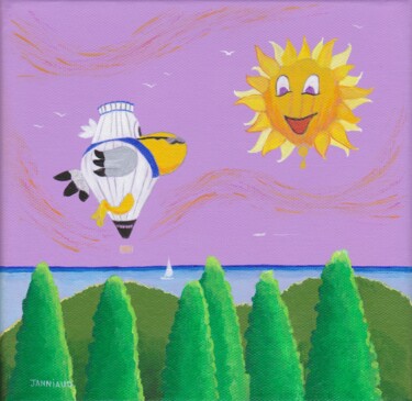 Peinture intitulée "Slowtime Montgolfiè…" par Catherine Janniaud, Œuvre d'art originale, Acrylique Monté sur Châssis en bois