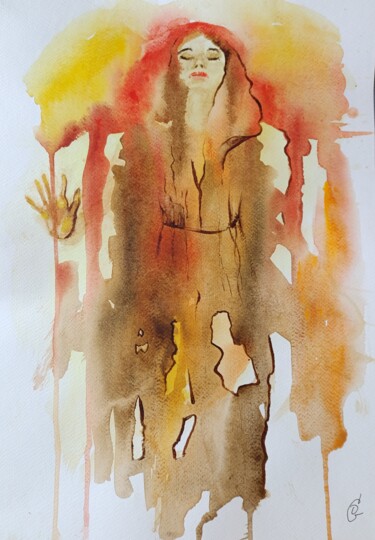 Painting titled "I can't see anything" by Oksana Gromova, Original Artwork, Watercolor