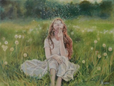 Breath of spring Painting titled "Breath of spring" by Sergey Khan, Original Artwork, Oil Mounted on Wood Stretcher frame