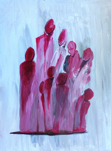 Pintura intitulada "Bordeaux family por…" por Milto Sideris, Obras de arte originais, Acrílico Montado em Outro painel rígido