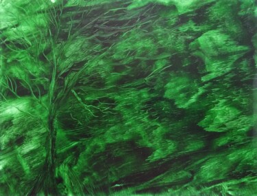 Painting titled "Arbre dans la Tempê…" by Véronique Lenfant, Original Artwork, Oil