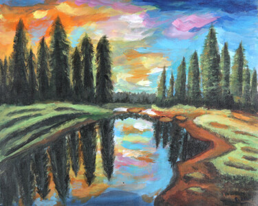 Peinture intitulée "The Fairyland" par Sudeshnabani, Œuvre d'art originale, Acrylique