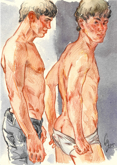 Zeichnungen mit dem Titel "Close range" von Sergey Sovkov, Original-Kunstwerk, Aquarell