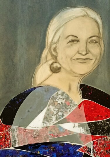 Collages intitulée "Maria" par Cla Portraits, Œuvre d'art originale, Collages