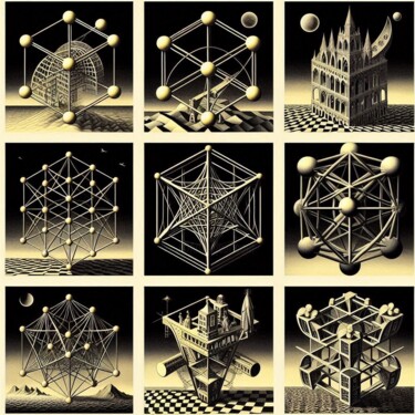 Arte digitale intitolato "TENSEGRITY 002" da Karavix, Opera d'arte originale, Immagine generata dall'IA