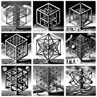 Digital Arts titled "TENSEGRITY 008" by Karavix, Original Artwork, AI generated image
