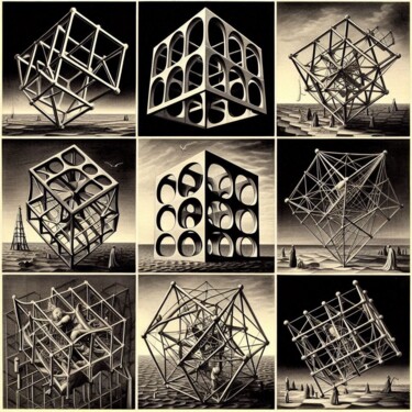 Digital Arts titled "TENSEGRITY 009" by Karavix, Original Artwork, AI generated image