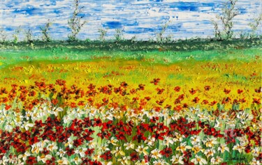 Malerei mit dem Titel "Colored meadow 1" von Daniel Urbaník, Original-Kunstwerk, Öl