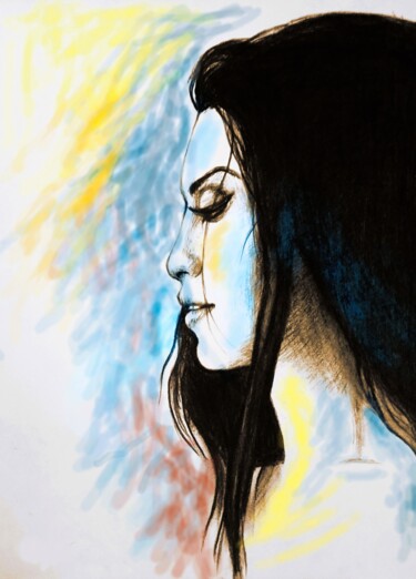 Dessin intitulée "Deeply/cl" par Luciano Lombardi, Œuvre d'art originale, Fusain