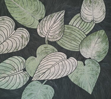 绘画 标题为“"Moonlight Garden"” 由Anneke Winterman, 原创艺术品, Linocuts 安装在木板上