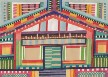Dessin intitulée "Chalet N°1" par Delphine Mabed, Œuvre d'art originale, Marqueur