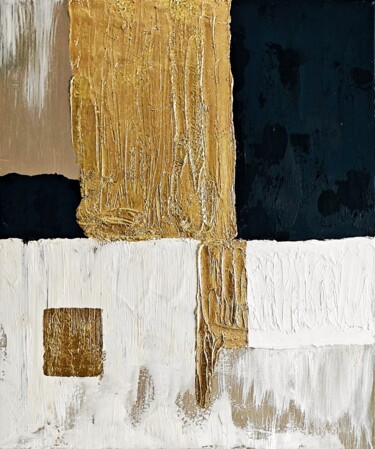 Painting titled "Golden Harmony: Tex…" by Marina Lo, Original Artwork, Acrylic Mounted on Wood Stretcher frame