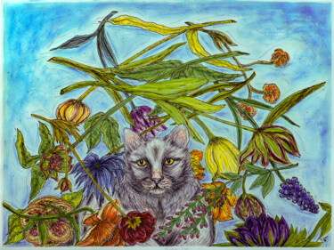 Falling Free Schilderij getiteld "Falling Free" door Kim Miller, Origineel Kunstwerk, Aquarel