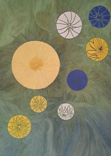 绘画 标题为“"The Planet Garden"” 由Anneke Winterman, 原创艺术品, Linocuts 安装在木板上