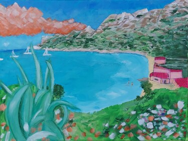 Peinture intitulée "Calanque de Sormiou" par Axelle Biltgen, Œuvre d'art originale, Acrylique Monté sur Châssis en bois