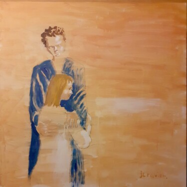 Painting titled "La mère  la fille…" by Jean Christophe Ravier, Original Artwork, Acrylic Mounted on Wood Stretcher frame