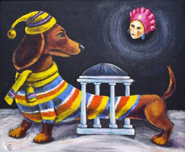 Painting titled "Vyatka walking area" by Ekaterina Vershinina, Original Artwork, Acrylic Mounted on Wood Stretcher frame