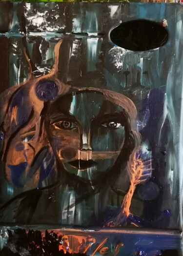Peinture intitulée "Louve" par Abricodéal Îles, Œuvre d'art originale, Acrylique Monté sur Autre panneau rigide