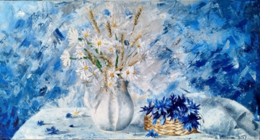 Daisies Pittura intitolato "Daisies" da Viktoria Volina (ArtVolna), Opera d'arte originale, Olio Montato su Telaio per barella in le…
