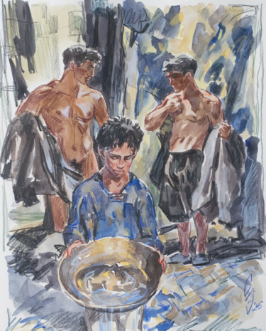 Zeichnungen mit dem Titel "Clean water. Sketch." von Sergey Sovkov, Original-Kunstwerk, Aquarell
