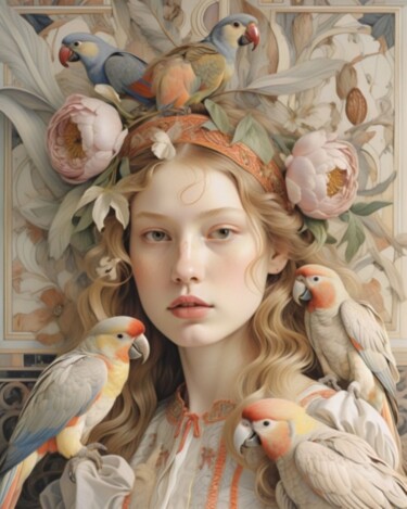 Peinture intitulée "Raphaëlle les perro…" par Valérie Colace, Œuvre d'art originale, Peinture numérique