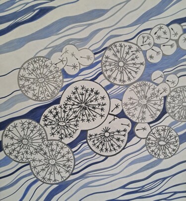 绘画 标题为“"Waves of Wind and…” 由Anneke Winterman, 原创艺术品, Linocuts 安装在木板上