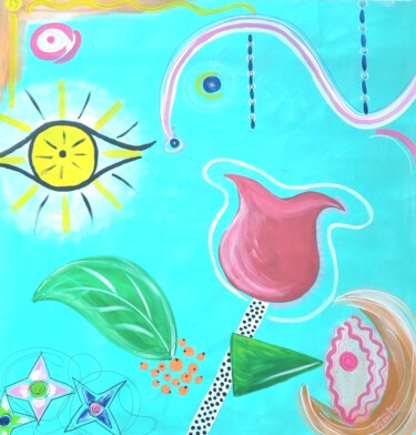Turquoise Mix Schilderij getiteld "Turquoise Mix" door Elena Swetkov (Lena Zwetik), Origineel Kunstwerk, Acryl