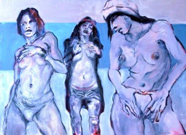 Peinture intitulée "Sur la plage" par Jypc, Œuvre d'art originale