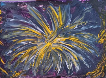 Painting titled "Ibiscus N°41" by Joelle Girard, Original Artwork, Acrylic Mounted on Wood Stretcher frame