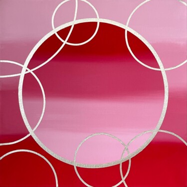 Painting titled "Red circles" by Lena Sel, Original Artwork, Acrylic Mounted on Wood Stretcher frame