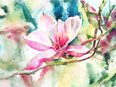 绘画 标题为“Magnolia nr 1” 由Dk Wrońska, 原创艺术品, 水彩