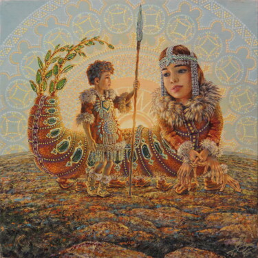 Dawn (Dolgan fairy tale) Peinture intitulée "Dawn (Dolgan fairy…" par Georgij Inesin (Georgy Ineshin Georgij Inesin), Œuvre d'art originale, Huile Mo…