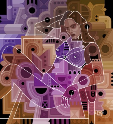 Painting titled "Espace Multidimensi…" by Levon Vardanyan, Original Artwork, Oil Mounted on Wood Stretcher frame