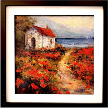 Peinture intitulée "Refuge au Bord de l…" par Iryna Malynovska, Œuvre d'art originale, Huile Monté sur Carton