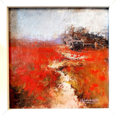 Painting titled "Les Champs du Souve…" by Iryna Malynovska, Original Artwork, Oil Mounted on Cardboard