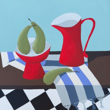 Painting titled "Pears" by Aleksei Blagodarev, Original Artwork, Acrylic Mounted on Wood Stretcher frame