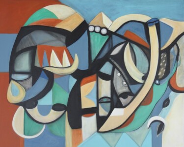 Schilderij getiteld "Interplay" door Stephen Lucas, Origineel Kunstwerk, Acryl Gemonteerd op Frame voor houten brancard