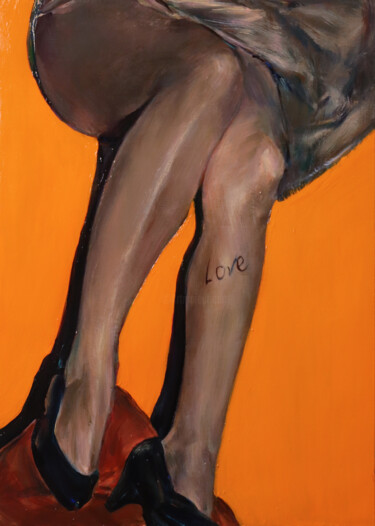 Schilderij getiteld "Love" door Hoho Kuo, Origineel Kunstwerk, Acryl Gemonteerd op Frame voor houten brancard