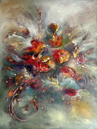 Pintura intitulada "Flower party II" por Inga Veilande, Obras de arte originais, Óleo
